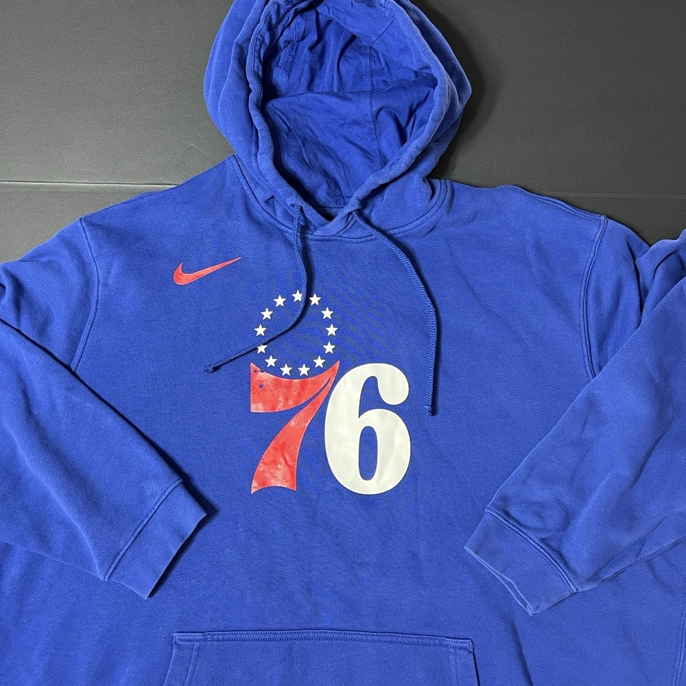 Nike Philadelphia 76ers NBA Blue Hooded Sweatshirt Basketball Size 3XL